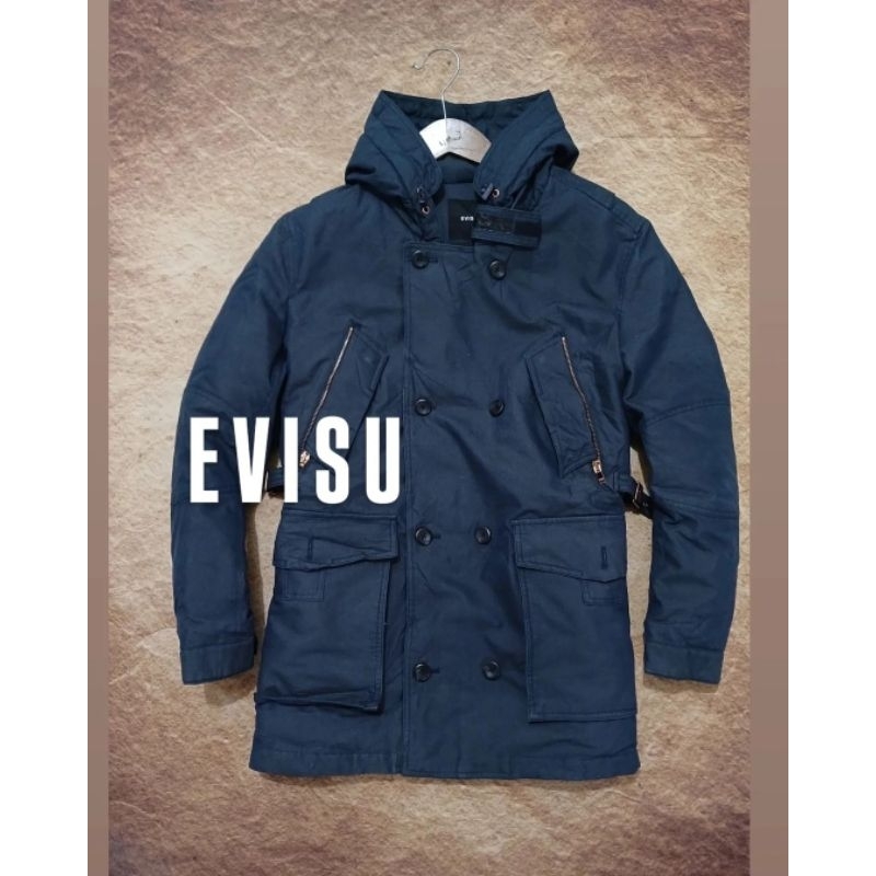 jaket parka EVISU bahan denim tebal recomend bekas/srcond/preloved
