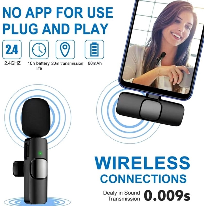 favorit mic wireless nirkabel klip / mic klip on wireless type c / mic klip konten live