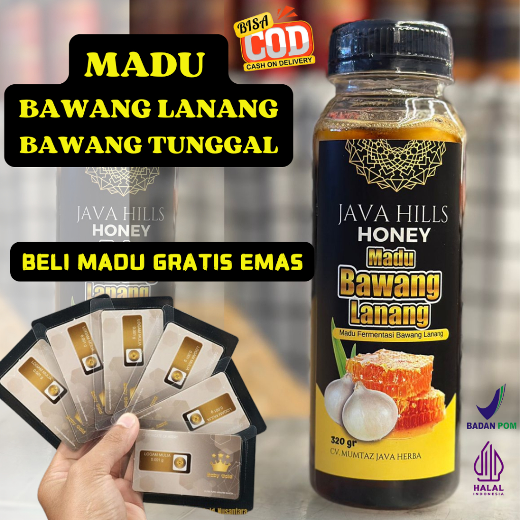Madu Bawang Lanang Java Hills Honey - Madu Bawang Tunggal - Madu Bawang Putih Tunggal Pria Wanita
