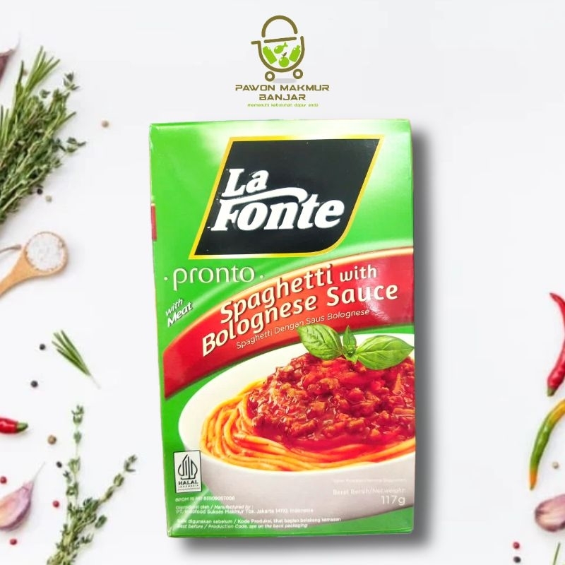 

LA FONTE PRONTO SPAGHETTI WITH BOLOGNESE SAUCE / KEMASAN 117 GR