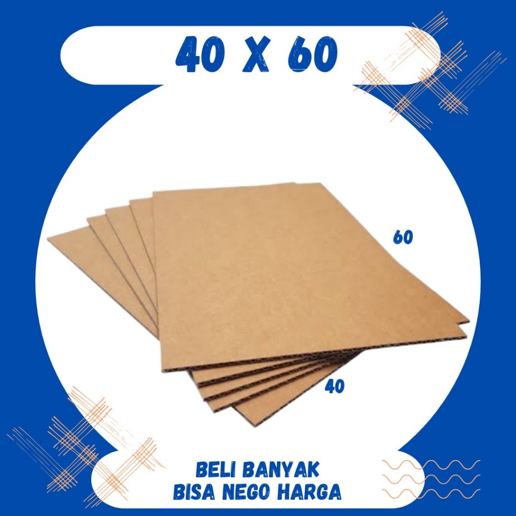 

Sheet 40x60 / 40x50 / 40x40 / 40x30 / 40x20 / 40x10 Lembaran Bahan Polos Single Wall Kardus Coklat Karton Packing
