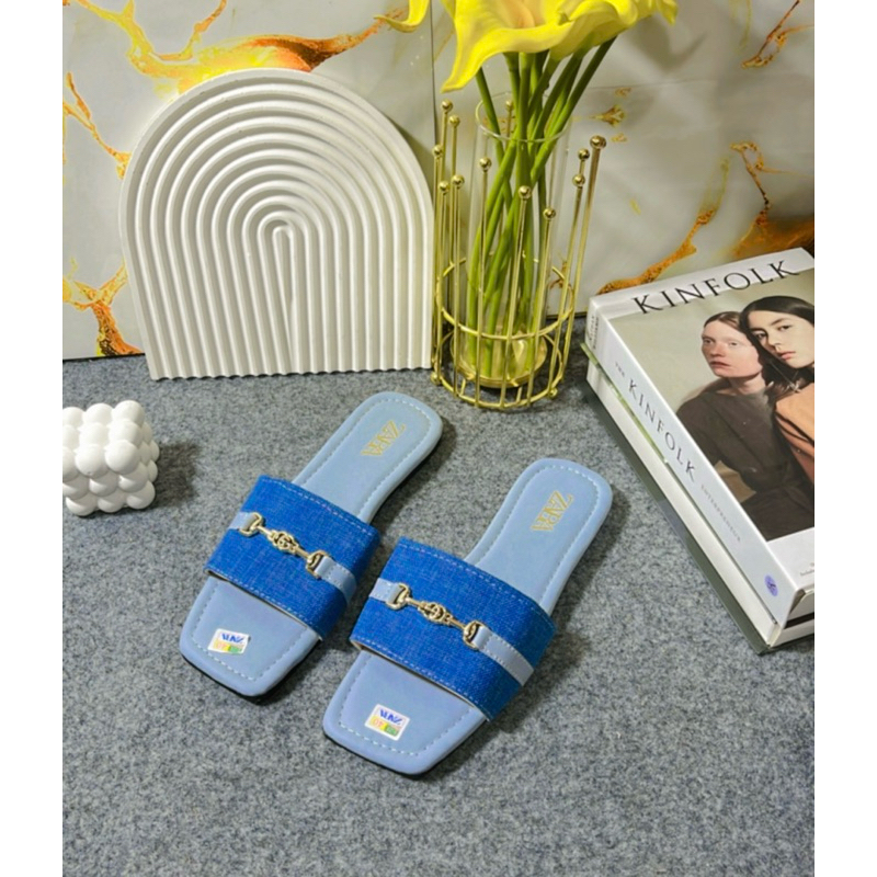 Sandal Selop Zara Flat Levis Sabuk Cute Sandal Wanita Kekinian Kode SMU02