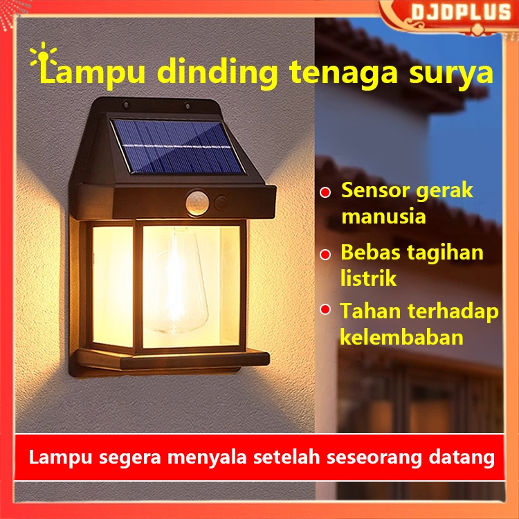 DJDPlus Lampu Taman Tenaga Surya LED, Lampu Dinding Sensor Otomatis, Lampu Outdoor IP65 Tahan Air, C