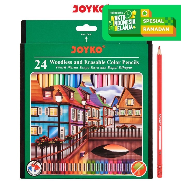 

Pensil Warna 24 Colors Erasable Hexagonal Grip Joyko CP-115 Original (1 SET) / Erasable Color Pencils Hexagonal Grip Joyko CP-115
