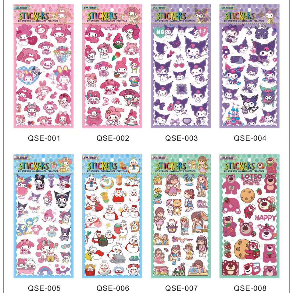 

Stiker Labubu Besar Anti Air DIY EVA bahan Vynil Sanrio Labubu Hello Kitty Kuromi Cinamonroll Cosplay Little Pony