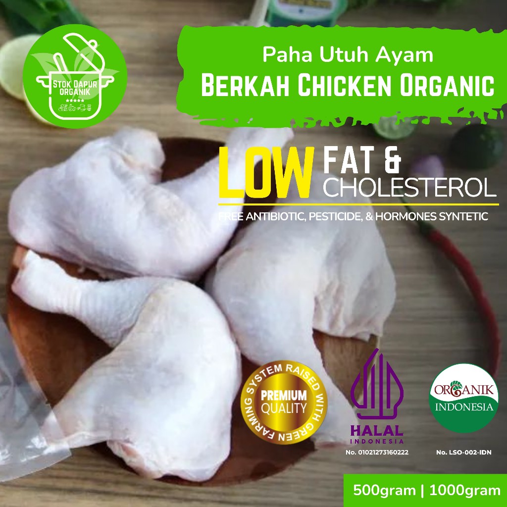 

Berkah Chicken Paha Utuh Ayam Broiler Organik Prebiotik Segar Beku/Fresh Frozen Kemasan 500gr 1kg