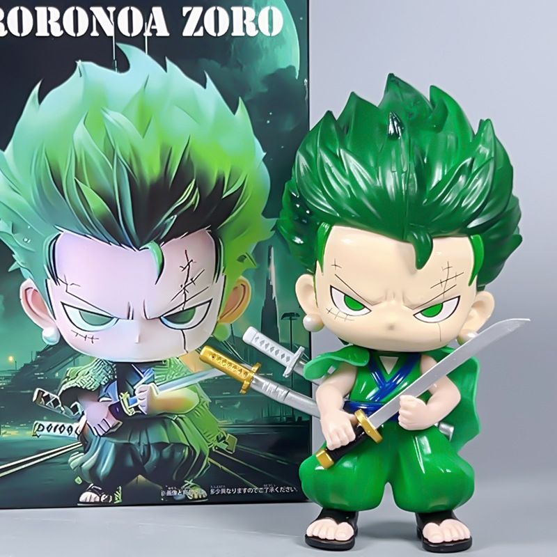 one piece roronoa zoro fighting chibi statue action figure