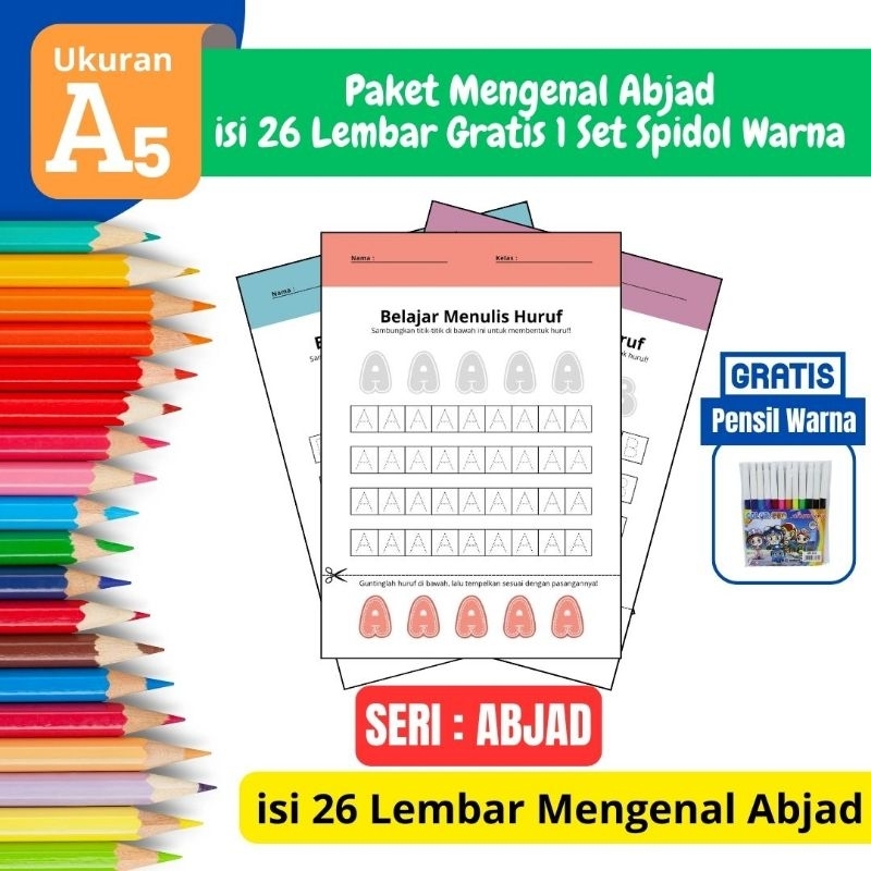 

PROMO MURAH Paket Mudah Belajar Menulis Abjad - GRATIS 1 SET SPIDOL WARNA