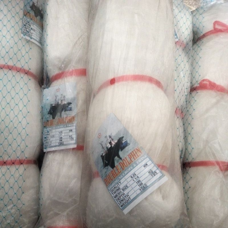 Jaring ikan atau bahan jala merk Double dolpin jaring import  Thailand ukuran 1 1/4-0.25-100/100 Yok