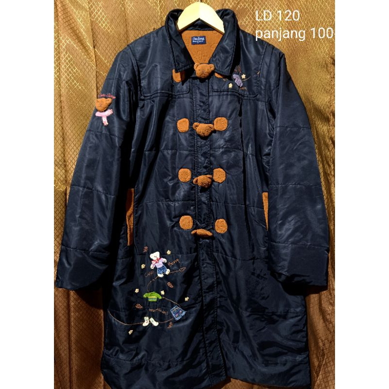 jaket long coat polar waterproof jaket long coat wanita jaket winter long coat motif boneka jaket mu