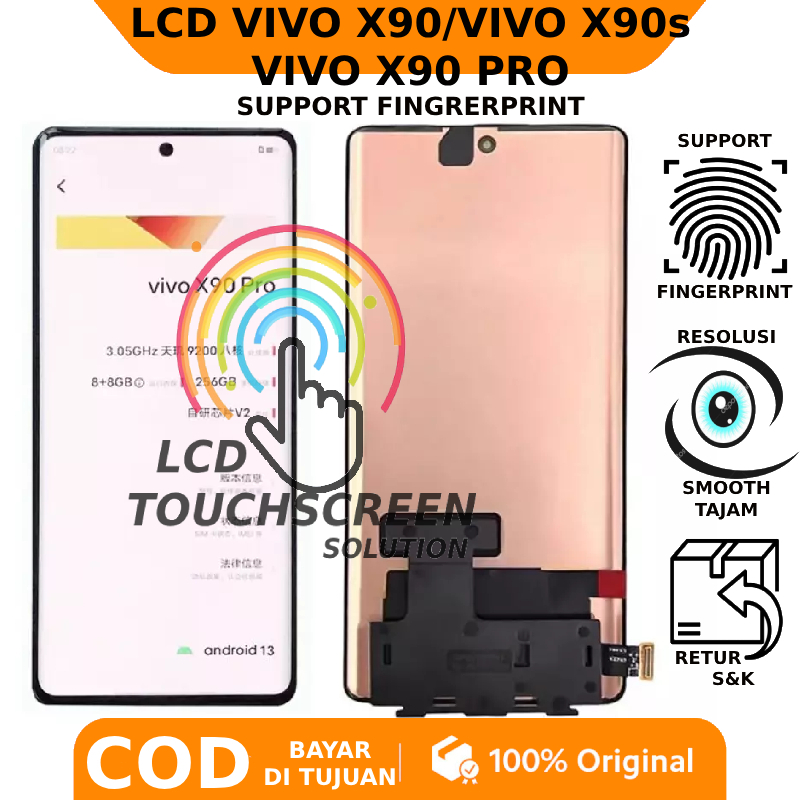 LCD TOUCHSCREEN VIVO X90/ VIVO X90s/ VIVO X90 PRO ORIGINAL SUPPORT FINGERPRINT GARANSI FREE LEM