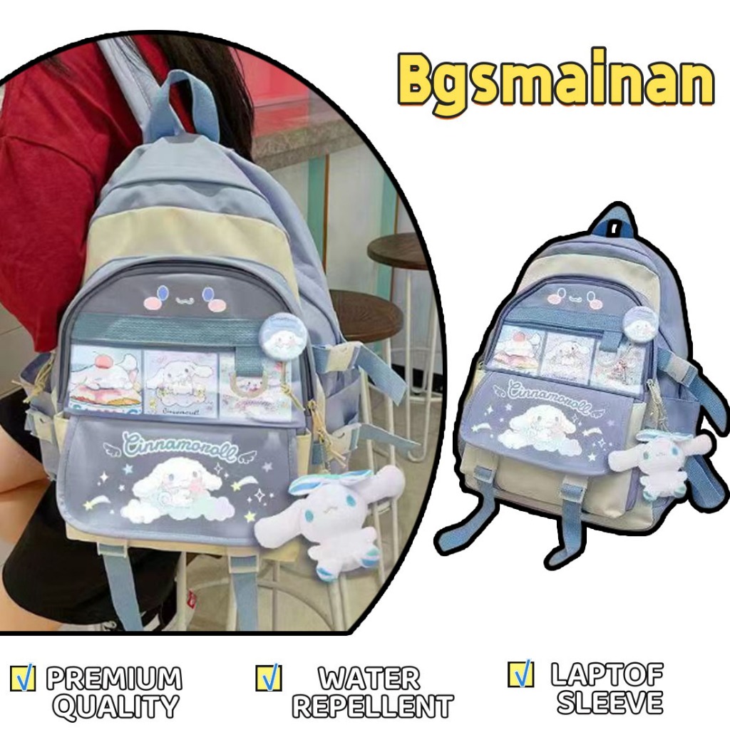 [ COD✅Ready ] Tas kuromi/Tas Sekolah Cinnamoroll Kapasitas Besar/Tas Sekolah Anime/Tas KuromiRansel 