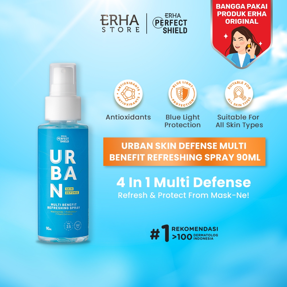 ERHA Perfect Shield Urban Skin Defense Multi Benefit Refreshing Spray 90ml - Spray Penyegar Wajah