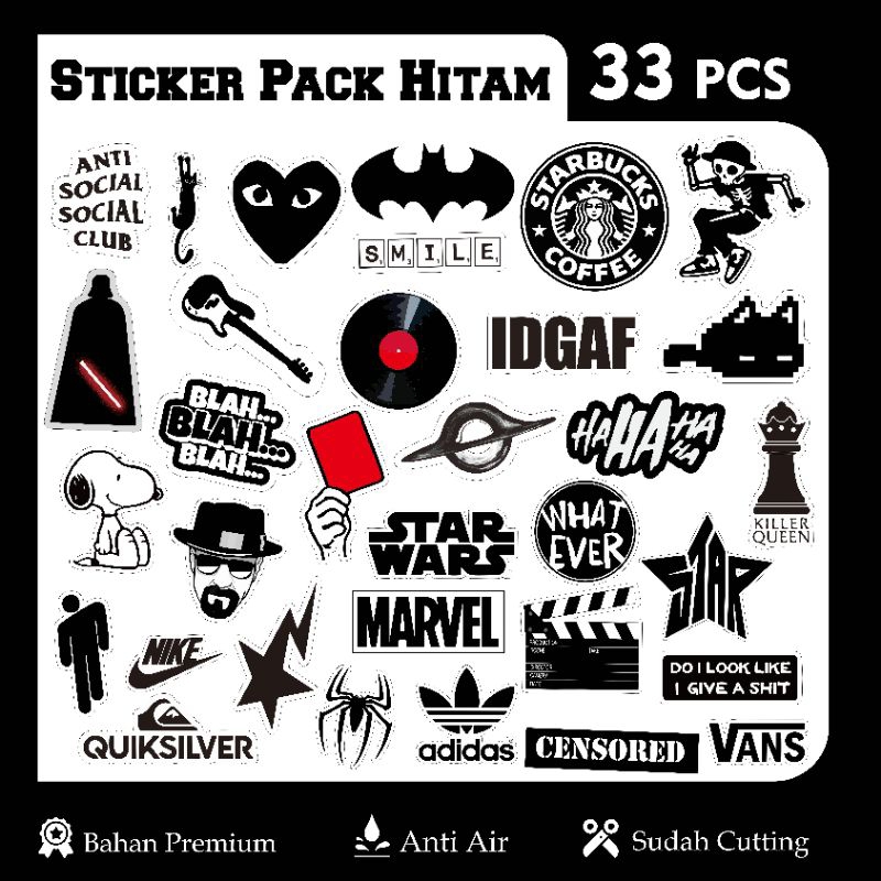 

Sticker pack Hitam Keren Bahan Berkualitas Sticker Helm Sticker Laptop Sticker Motor DLL