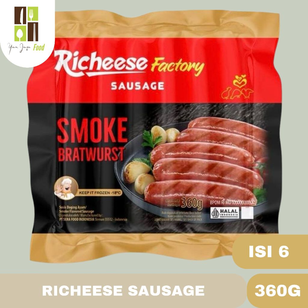 

Richeese Sausage / Sosis Ayam / Smoke Bratwurst / Sosis Bratwurst Isi 6 Pcs 360g