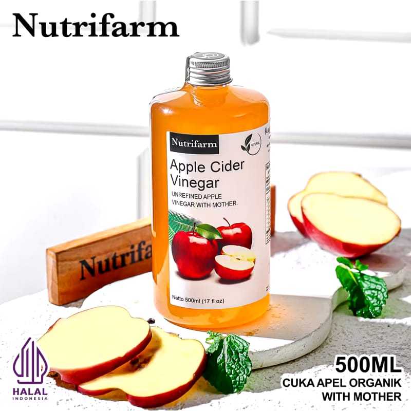 

NUTRIFARM CUKA APEL ORIGINAL ORGANIK WITH MOTHER 500ML / APPLE CIDER VINEGAR WITH MOTHER/ CUKA SARI APEL
