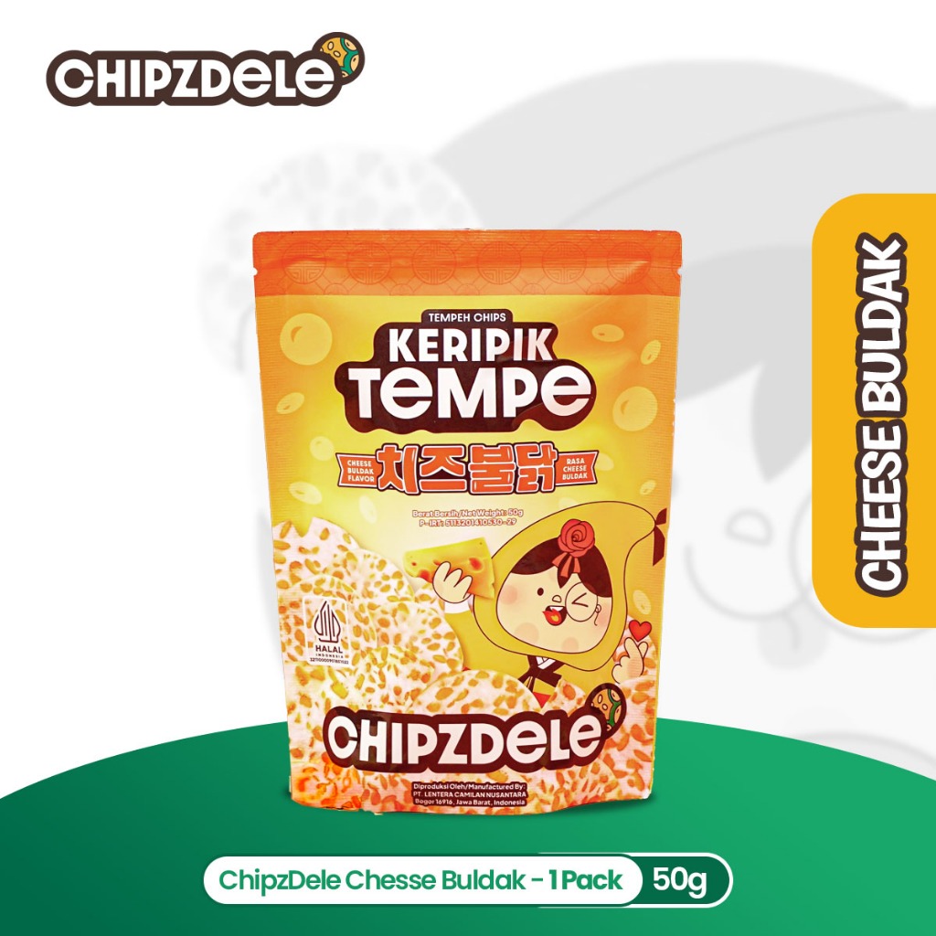 

Chipzdele Keripik Tempe 50 gram Korean Series Rasa Cheese Buldak - 1 pack
