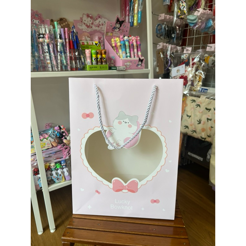 

Paper Bag Transparan Hadiah Kado Pink Lucu Lucky Bowknot