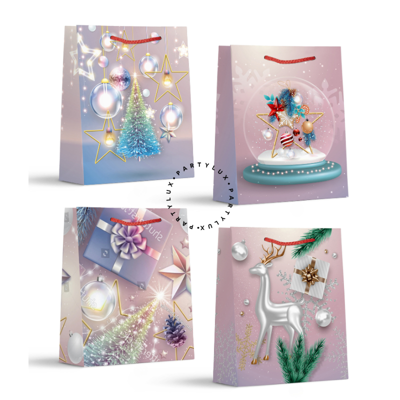 

Paper Bag Natal Gradasi Glitter / Goodie Bag Christmas / Tas Hampers Natal