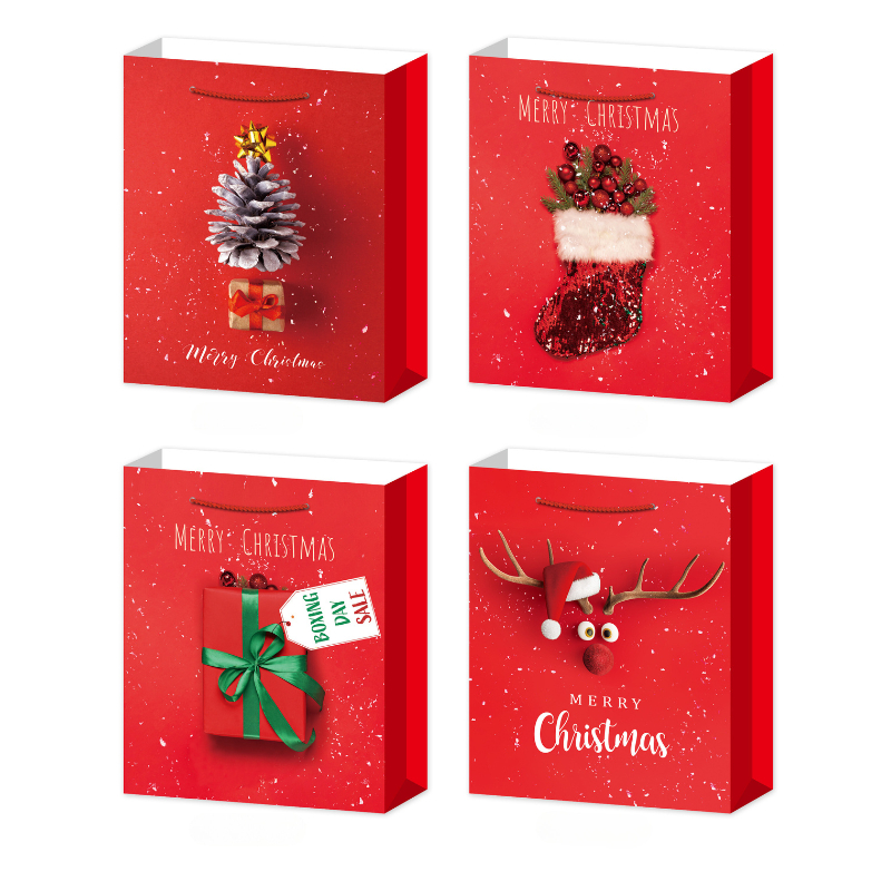 

Paper Bag Natal Motif Red Christmas / Goodie Bag Christmas / Tas Hampers Natal