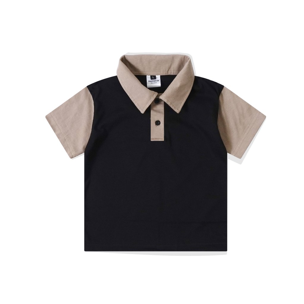 HEYNAKIDS Polo Rugby Shirt POLOS Black & MOCCA l Kaos Anak | POLO RUGBY MOCCA