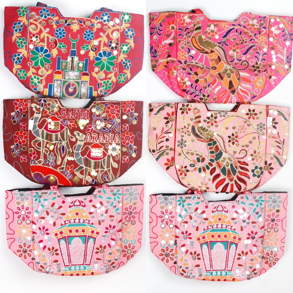 Totebag Pakistan Motif Ethnic | Tas Jinjing Wanita Arab Makkah Souvenir oleh Oleh Haji Umroh Premium