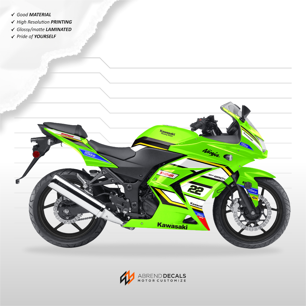 STRIPING NINJA 250 KARBU LIVERY KRT WSBK 24 / STIKER MOTOR KAWASAKI NINJA CARBU DESIGN CUSTOM DECAL