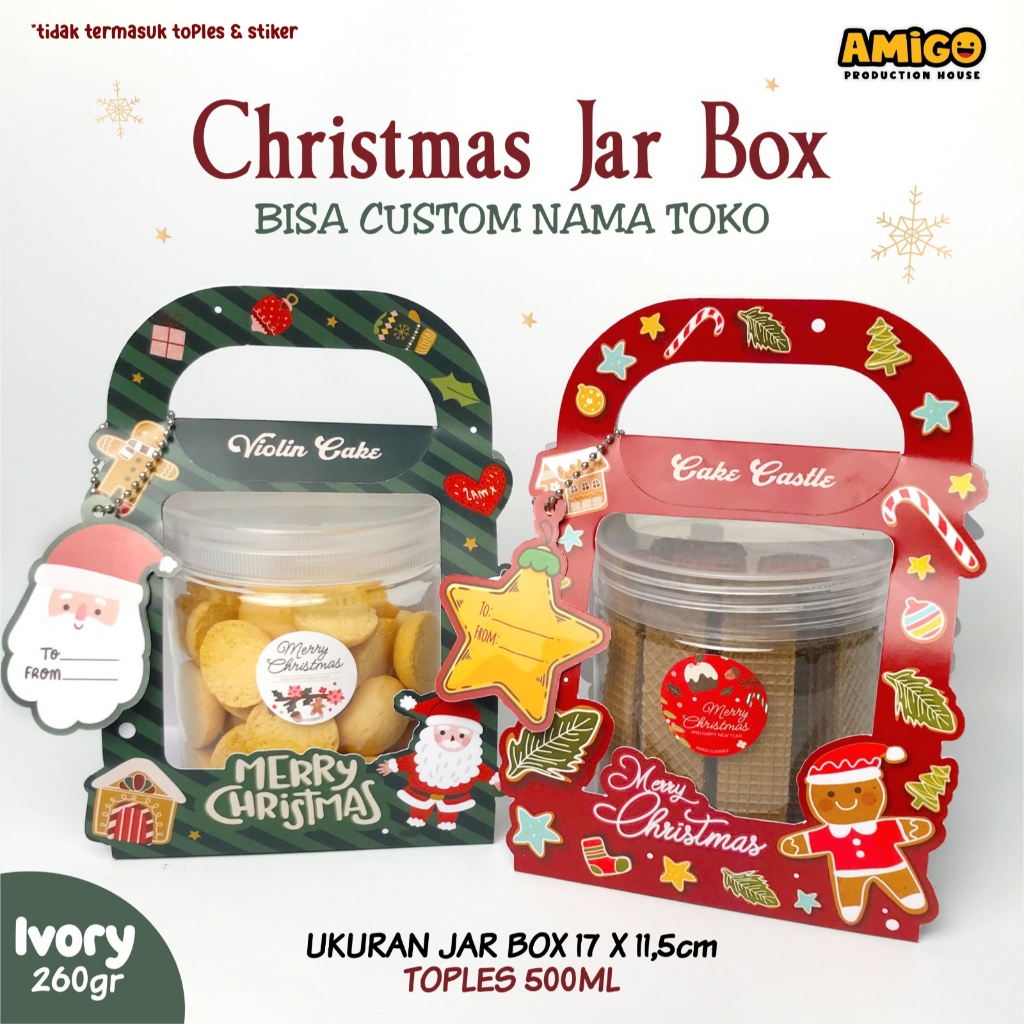 

BOX DUS NATAL TEMPAT TOPLES CHRISTMAS COOKIES JAR ISI 10 PCS