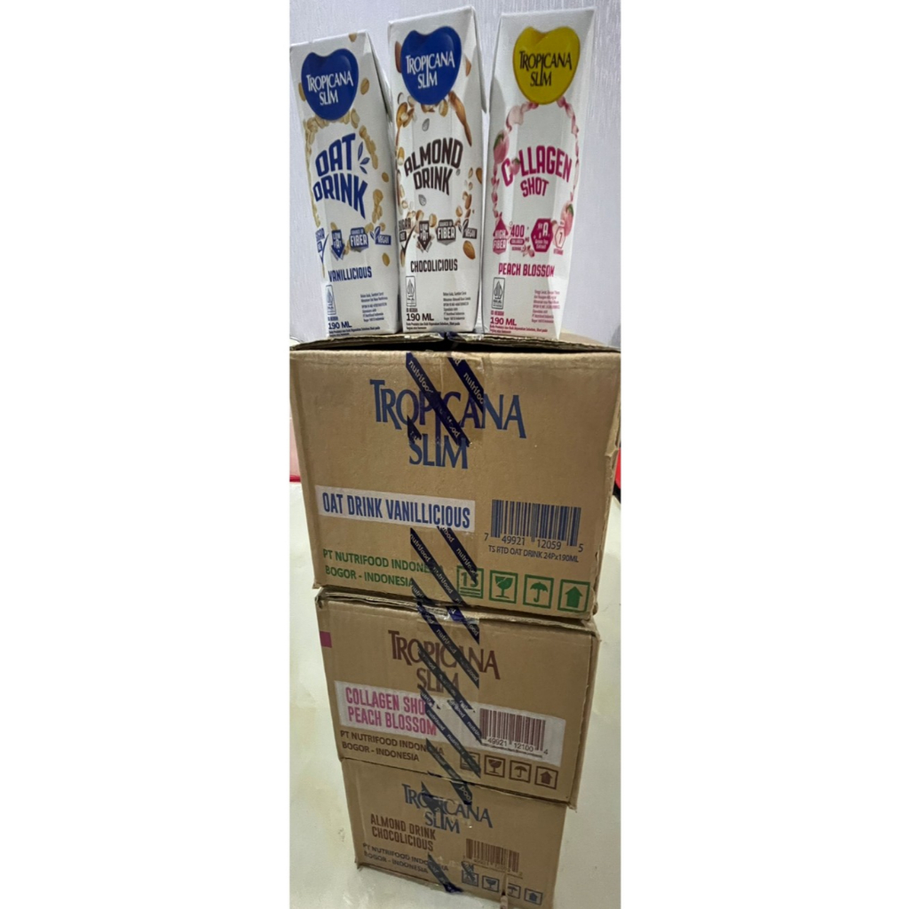 

Promo Tropicana Slim Collagen Shot Peach Blossom , Almond Drink Chocolicius , dan Oat Drink 190ml ISI 24pcs PER CARTOON