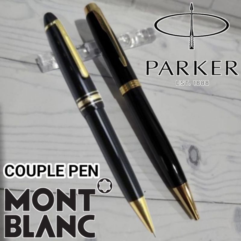 

Ballpoint Mewah Couple 2 Pulpen MonBleng Meisterstuk & Parker BP Gratis Grafir Nama Dan Box Exlusive