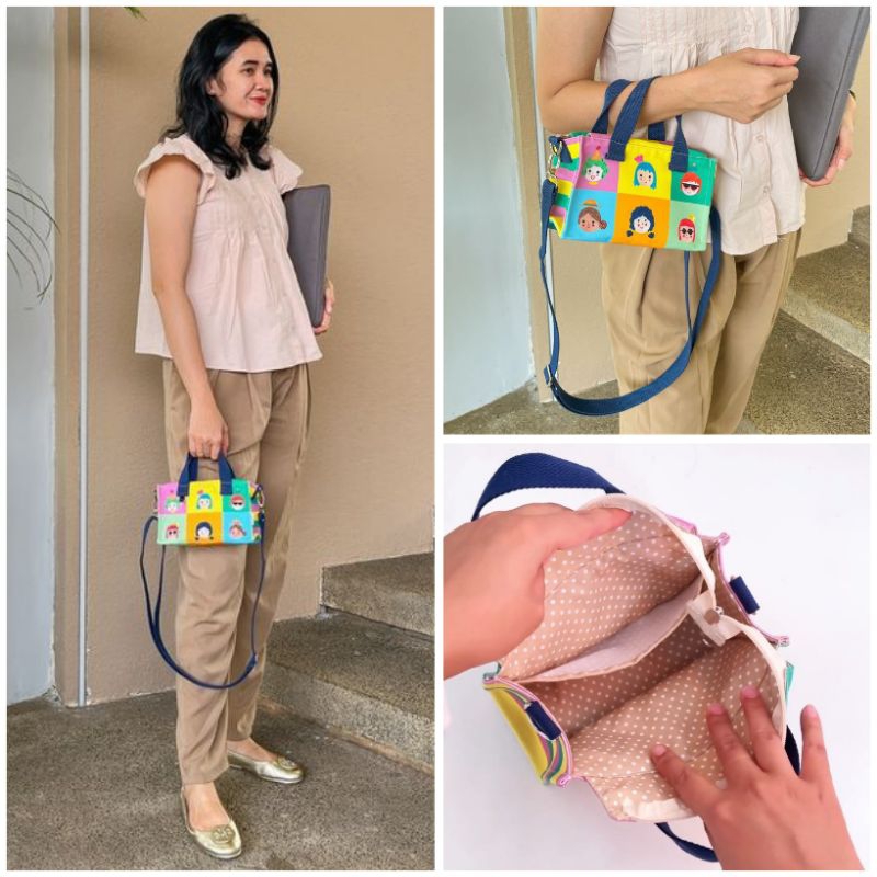 Miku Bag Party Faces 2.0, Funny Faces, Pretty Pubi, Fancy Faces Black by Ideku Handmade