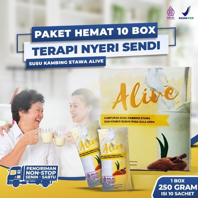 

Alive Grosir 10 Box - Susu Kambing Etawa Premium Asli 100% Original Atasi Nyeri Sendi dan Tulang