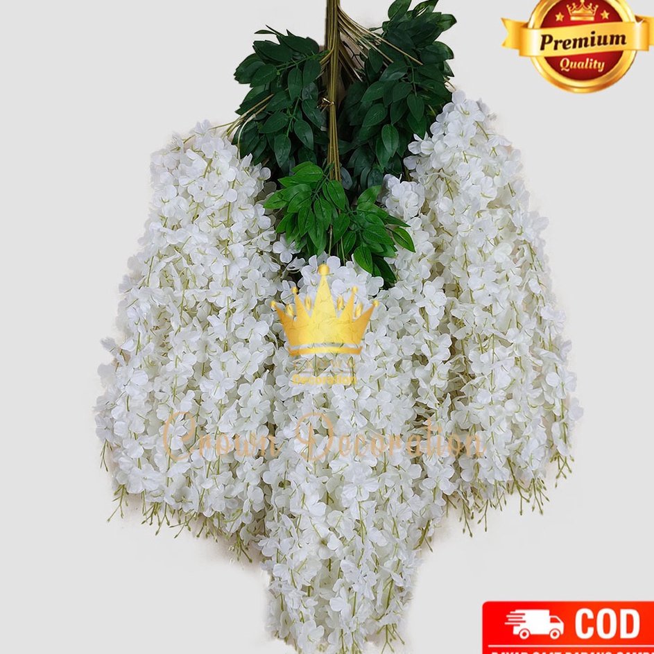 Baru Terkini  1 Lusin Juntai Wisteria Jumbo Gantung Daun Rambat Plastik Bunga Lavender Artificial Wi