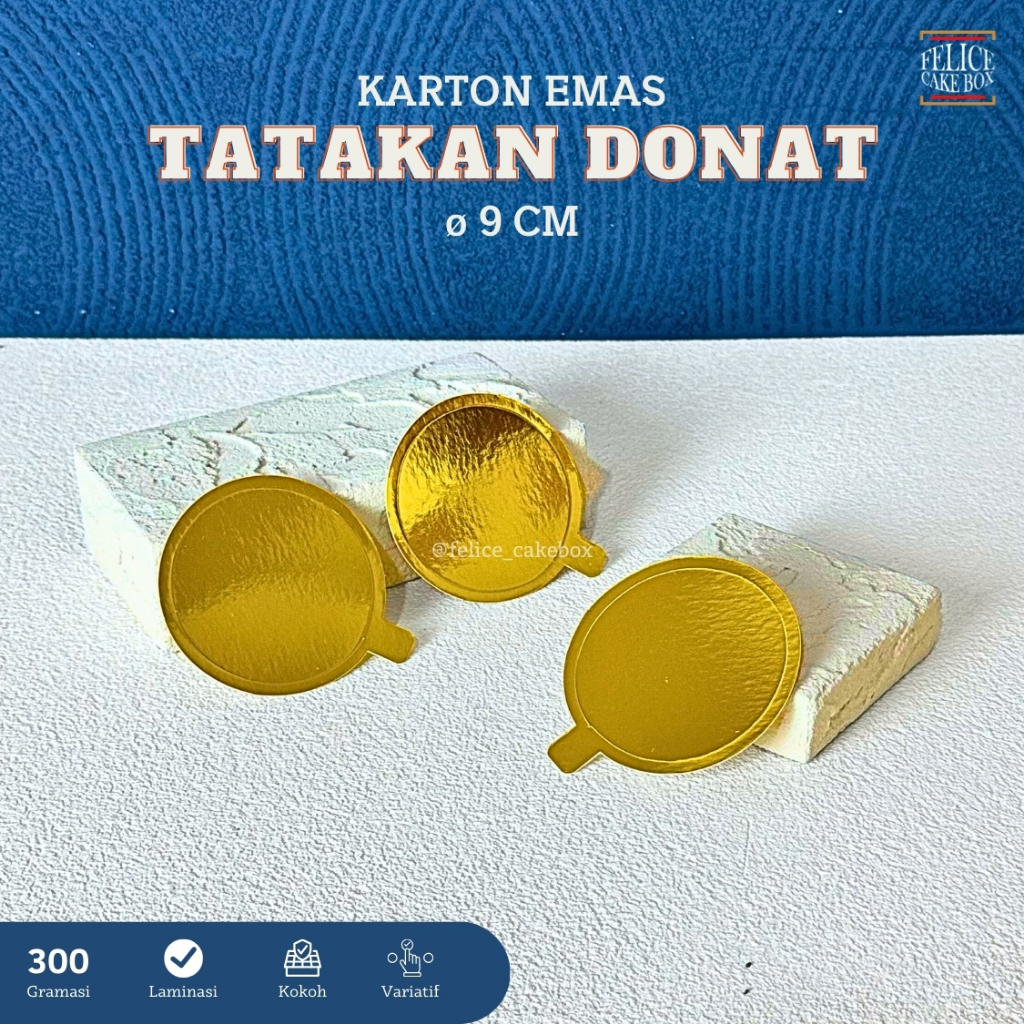 TATAKAN EMAS BULAT DONUT 9 CM isi 25 pcs / TATAKAN DONAT / ALAS DONAT / ALAS MINI CAKE / ALAS KUE MI