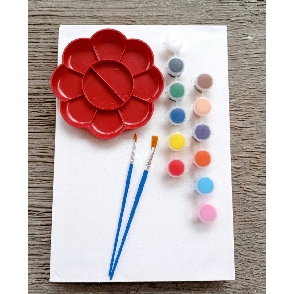 

Pasti Istimewa RSK Paket Lengkap Alat Lukis Kanvas 1 Set Peralatan Melukis Kuas Cat Akrilik Palet Kuas Flat Round KanvasCanvas 2 x 2 cm 2 x 3 cm dan 3 x 4 cm Paint Acrylic