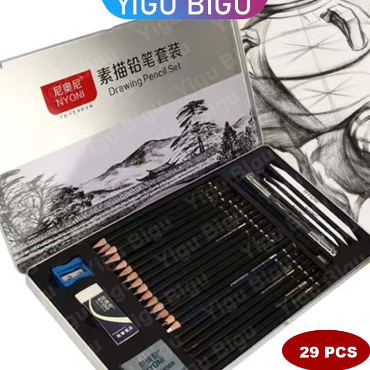 

Promo Populer 29 Pcs Pensil Sketsa Set Pensil Kotak Besi Tirai Pensil Set Lengkap Alat Gambar Tangan Siswa Pensil Arang Lembut Profesional