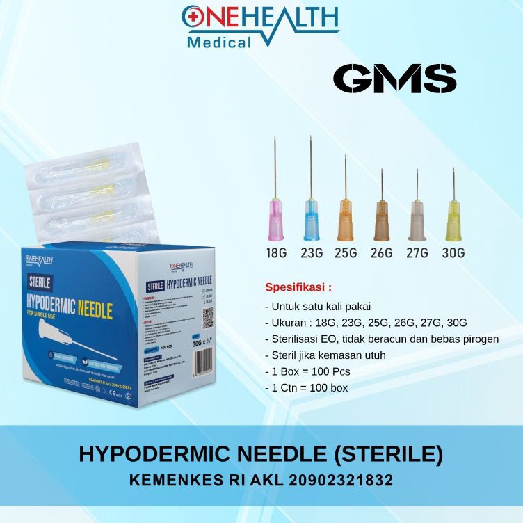 Paling Kekinian  Needle Onemed  Onehealth Box isi 1 Pcs 18G  23G 25G  26G  27G 3G  Disposible Needle