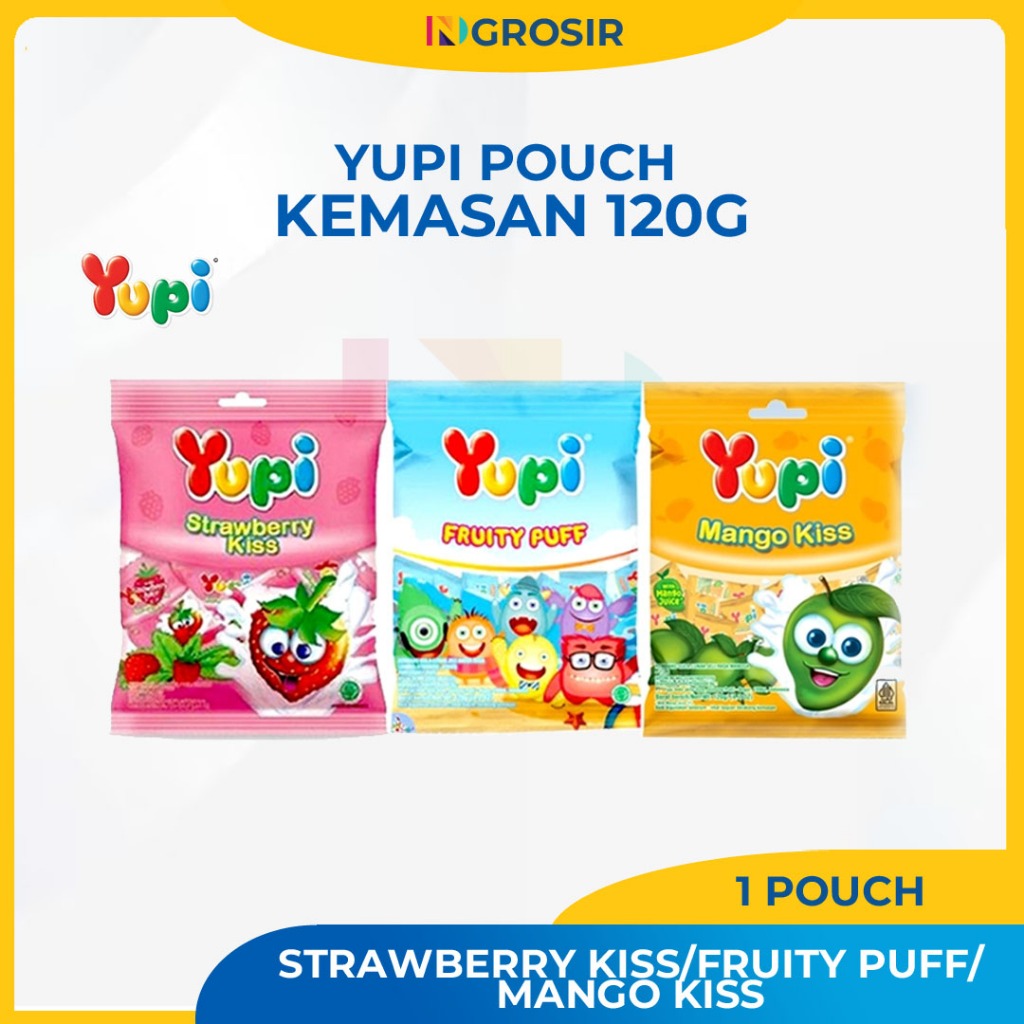 

Yupi Strawbery Kiss/Fruity Puff/Mango kiss Kemasan 120G