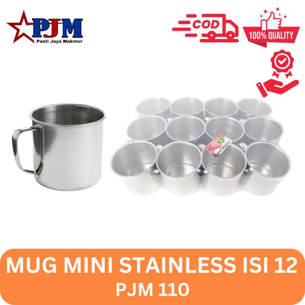MUG MINI Stainless ISI12 Pcs/ 1 LUSIN  Ukuran 7 cm PJM243/ GELAS/Cangkir Kopi Teh