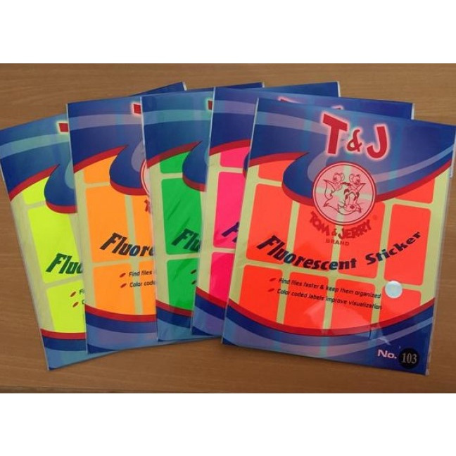 

LABEL T&J WARNA (FLUORESCENT) Dus isi 25 pcs # 103