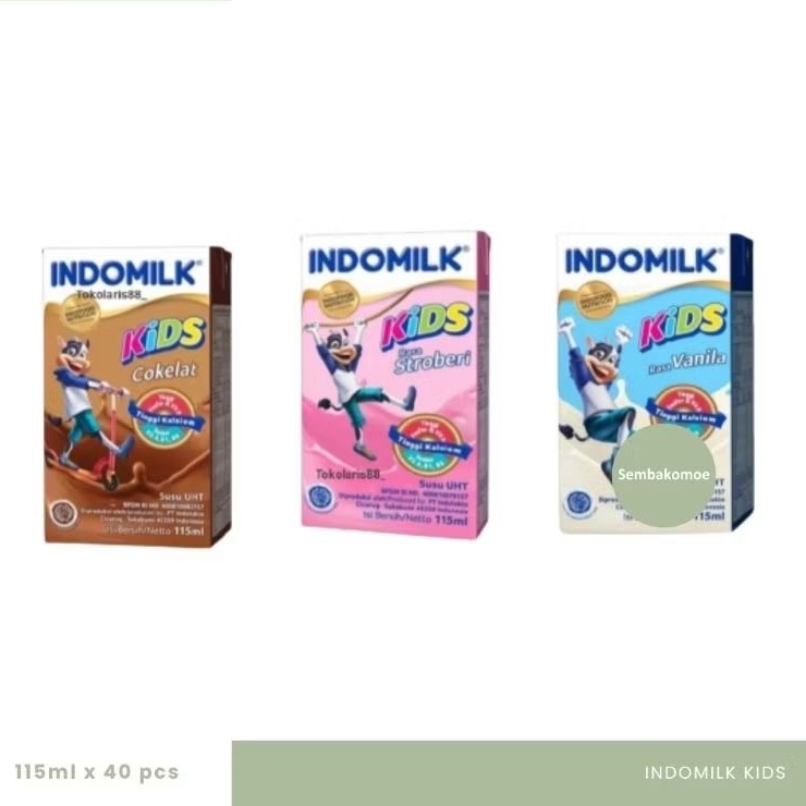 

Indomilk Kids UHT 115ml | susu kotak dus beli 20 pcs harga grosir coklat strawberry vanila ultra