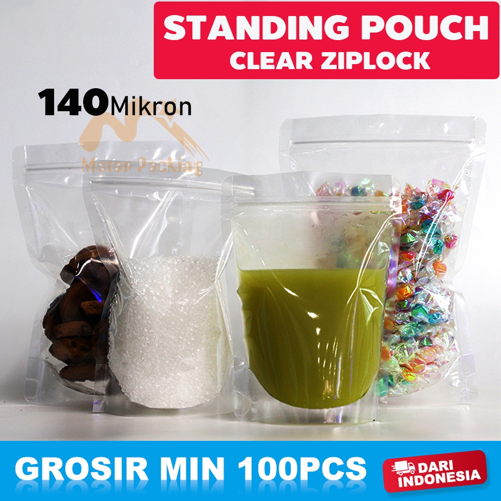 Standing Pouch Bening Plastik Klip Ziplock Makanan ZIPLOCK Plastik Klip Makanan Clear Zipper iSi 100