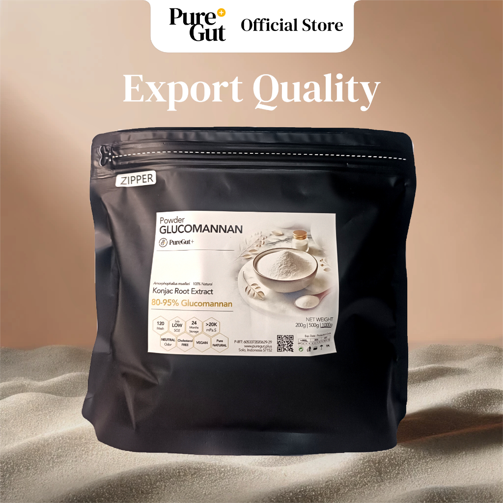 

PureGut+ Tepung Porang Export Quality High Glucomannan extract Supplement konjac Kesehatan 1kg