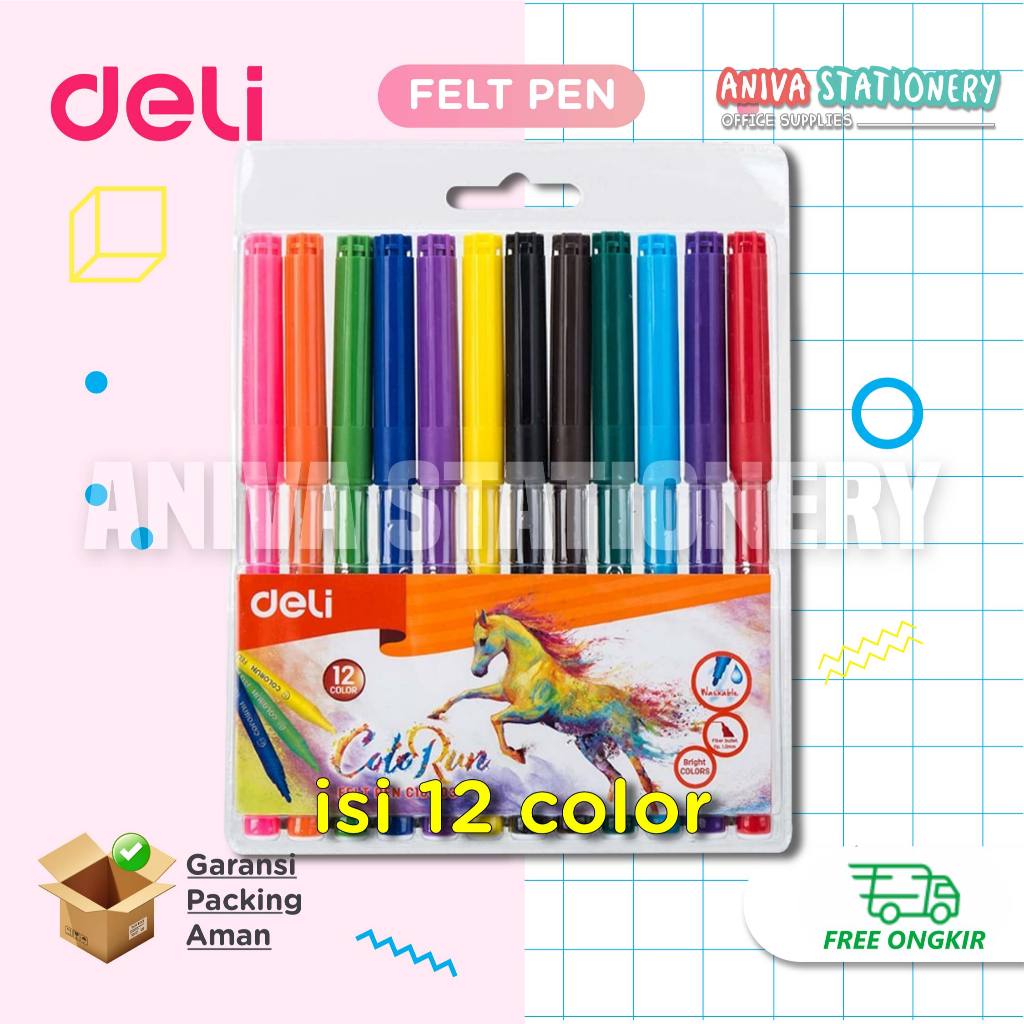 

Deli Felt Pen Washable Spidol Warna Dapat Dicuci