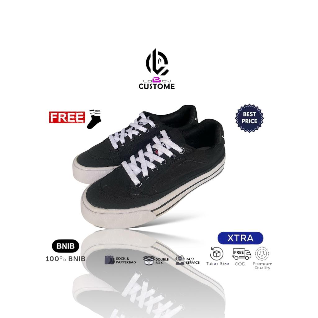 LOBOW-Sepatu sneakers pria /wanita hitam polos original 100%