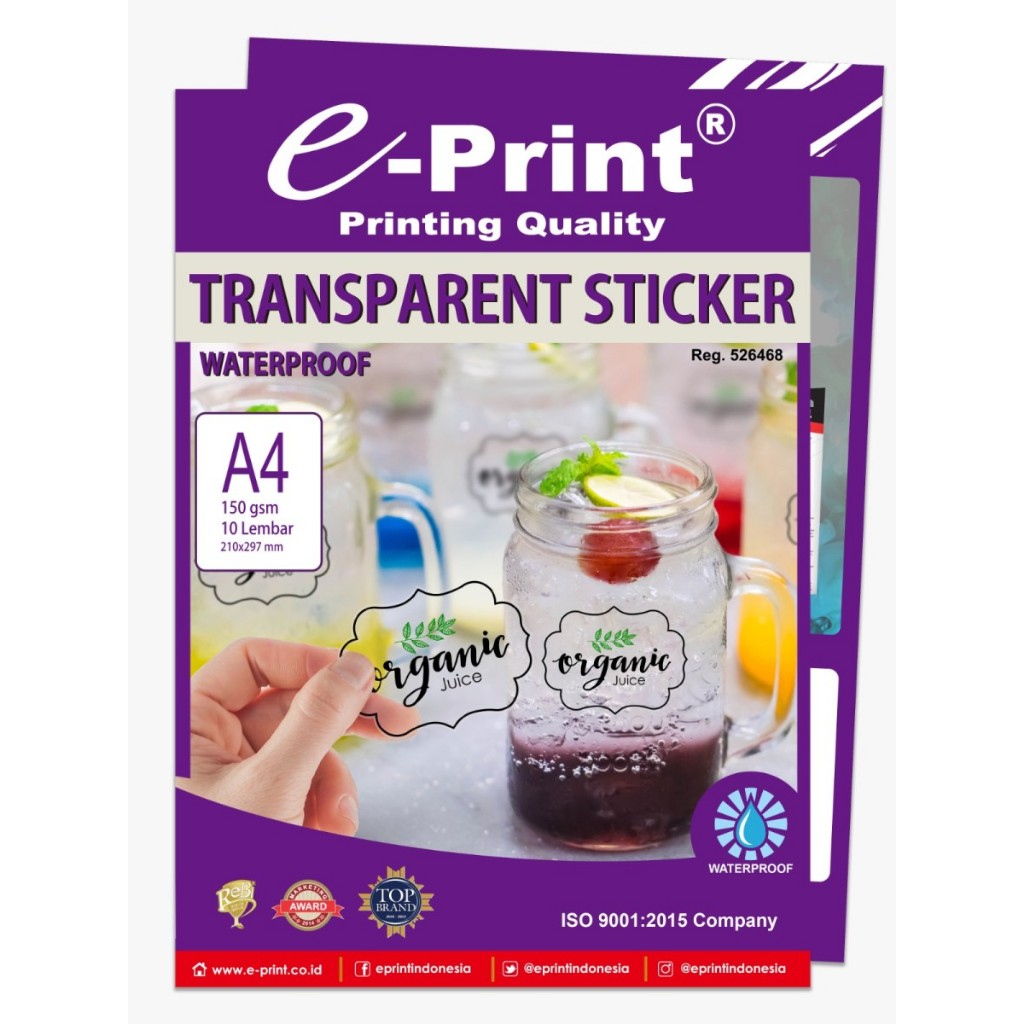 

TBMO PAPER TRANSPARAN STICKER P-SPC A4/10SH 150 GSM E-PRINT
