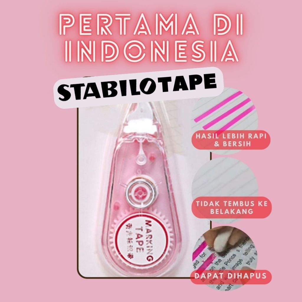 

Highlighter Stabilo tape /Stabilo Pita Bewarna/Penanda Tulisan/Stabilo Bisa Dihapus