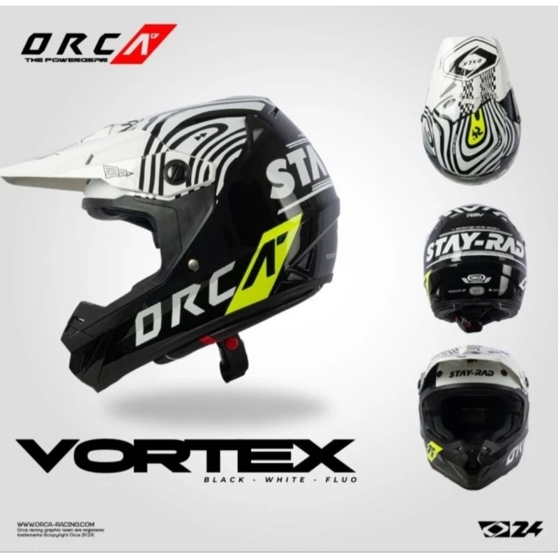 HELM MOTOCROSS ORCA VORTEX ORIGINAL HELMET MOTOR TRAIL ENDURO TRABAS SUPERMOTO