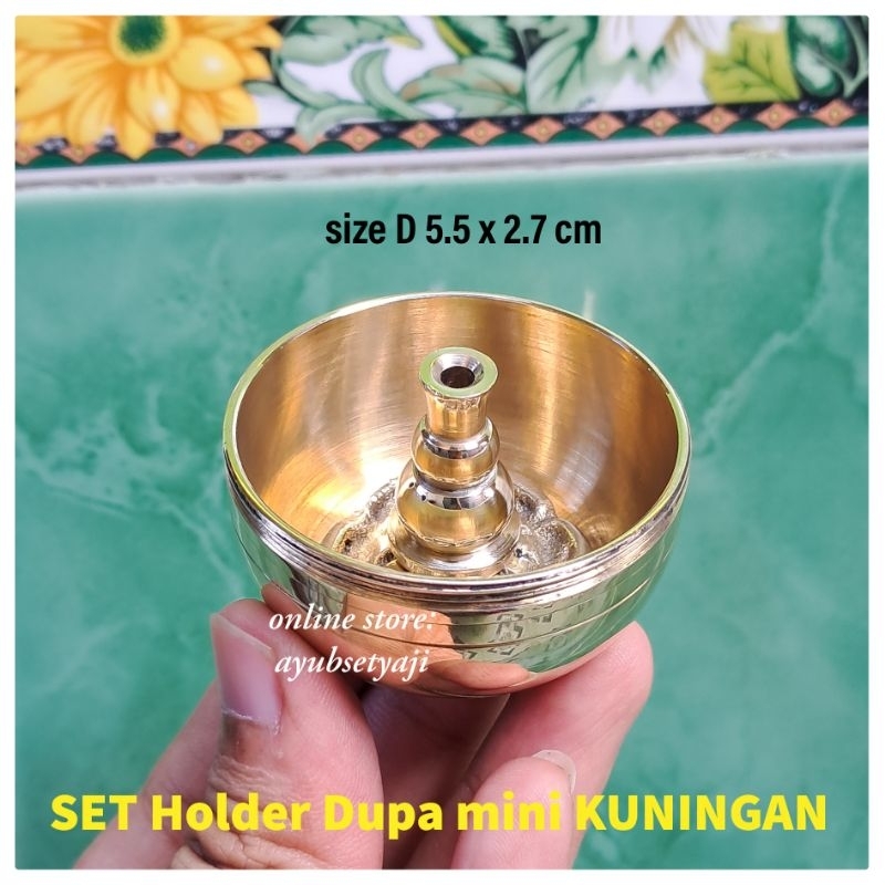 Tempat Bakar Dupa Bunga FULL KUNINGAN Set Holder Dupa mini tancap stick Bakar Hio Tempat dupa BRASS 