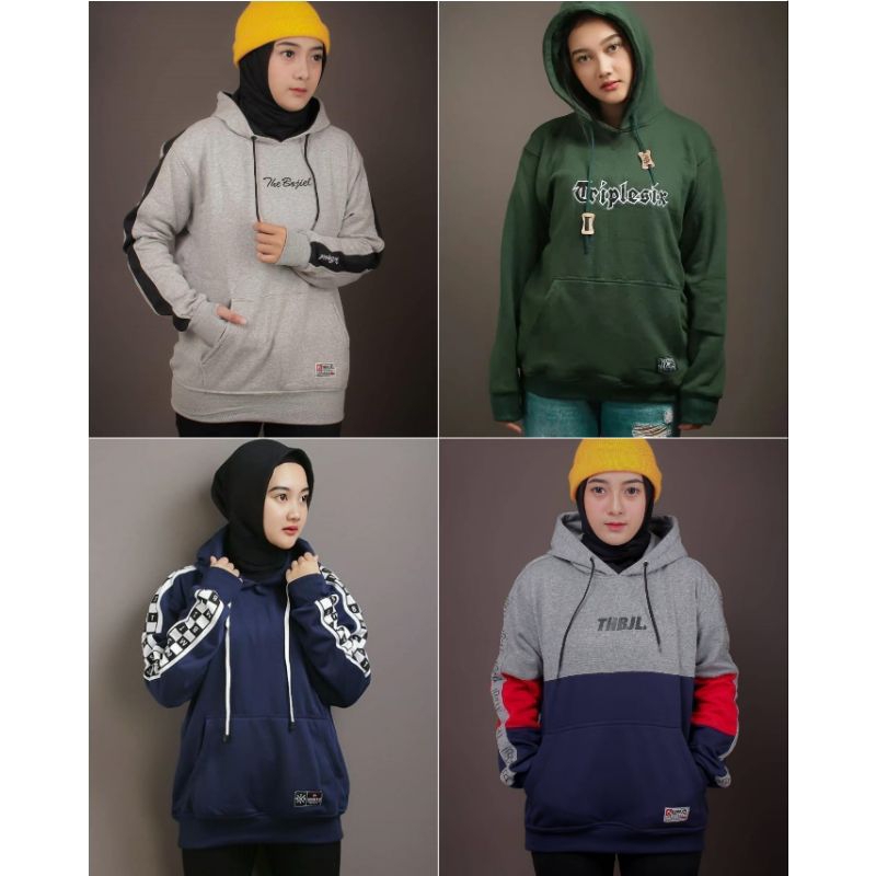 Jaket Hoodie Ziper Polos Pria Wanita